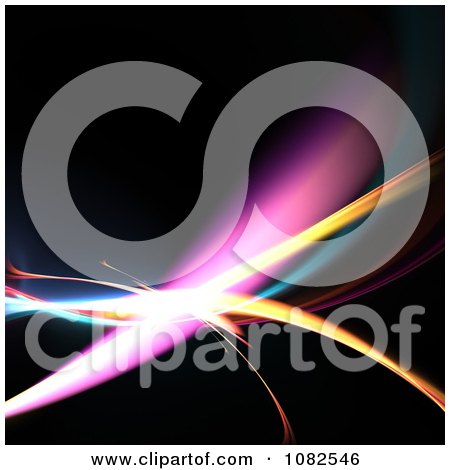 Clipart Bright Colorful Fractals Curving On Black - Royalty Free Illustration by Arena Creative