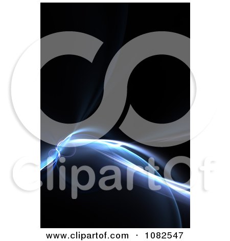 Clipart Blue Fractal Curving On Black - Royalty Free Illustration by Arena Creative