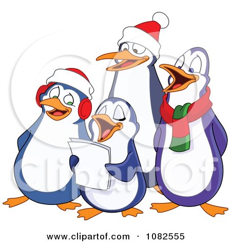 Clipart Penguins Singing Christmas Carols - Royalty Free Vector Illustration by yayayoyo
