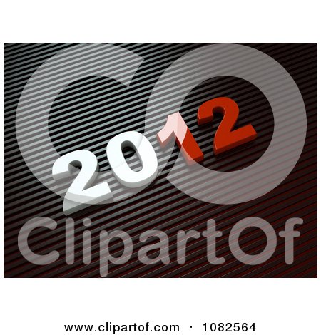 Clipart 3d White And Red 2012 Over Stripes - Royalty Free CGI Illustration by chrisroll