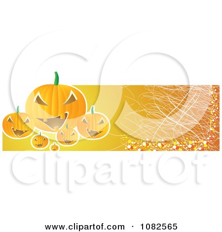 Clipart Scratched Orange Halloween Jackolantern Banner - Royalty Free Vector Illustration by Andrei Marincas