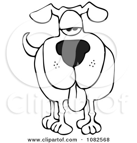 Clipart Outlined Dog Facing Forward With His Tongue Hanging Out - Royalty Free Vector Illustration by djart