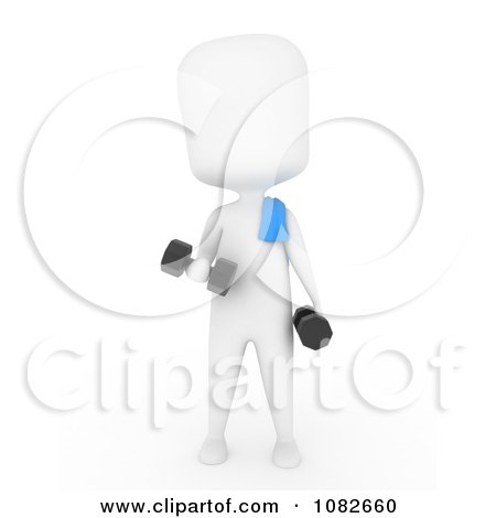 Clipart 3d Ivory Man Doing Alternating Bicep Curls With Dumbbells - Royalty Free CGI Illustration by BNP Design Studio