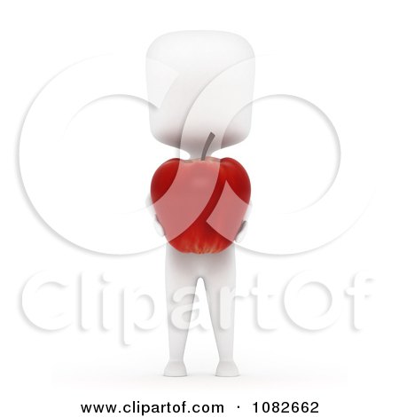 Clipart 3d Ivory Man Holding An Apple - Royalty Free CGI Illustration by BNP Design Studio