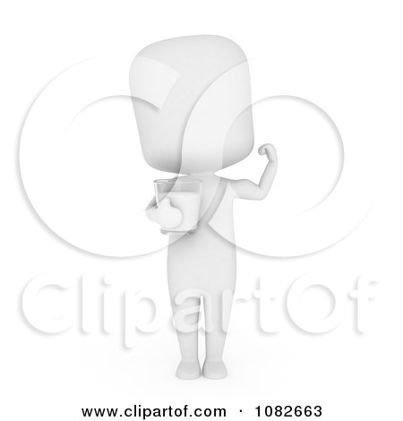 Clipart 3d Flexing Ivory Man Holding Milk - Royalty Free CGI Illustration by BNP Design Studio