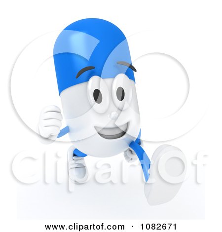 Clipart 3d Pill Character Walking - Royalty Free CGI Illustration by BNP Design Studio
