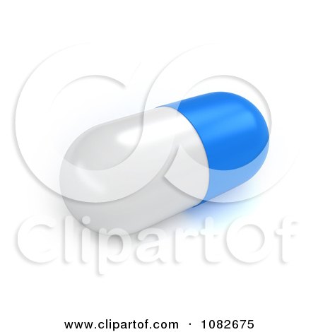 Clipart 3d Blue And White Pill Capsule - Royalty Free CGI Illustration by BNP Design Studio