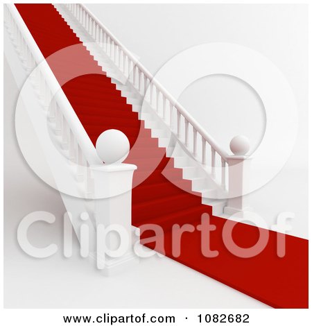 Clipart 3d Red Carpet Leading To A Staircase - Royalty Free CGI Illustration by BNP Design Studio