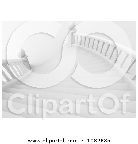 Clipart Downward View Of A 3d Grand Staircase - Royalty Free CGI Illustration by BNP Design Studio