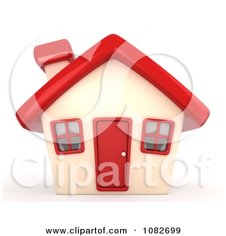 Clipart 3d House With A Red Roof Door And Windows - Royalty Free CGI Illustration by BNP Design Studio