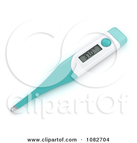 Clipart 3d Turquoise Digital Thermometer - Royalty Free CGI Illustration by BNP Design Studio