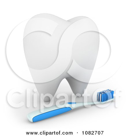 Clipart 3d White Human Tooth And Brush - Royalty Free CGI Illustration by BNP Design Studio