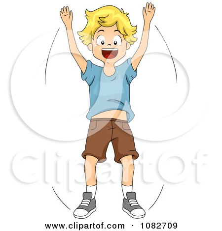 little boy jumping line art image