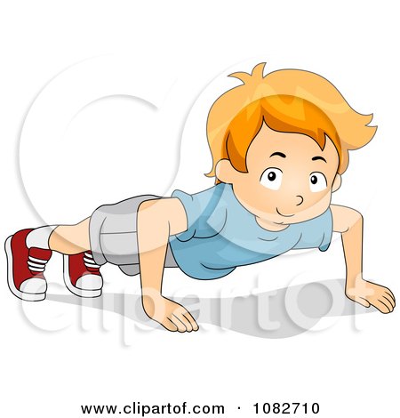 Clipart Boy Doing Push Ups - Royalty Free Vector Illustration by BNP Design Studio