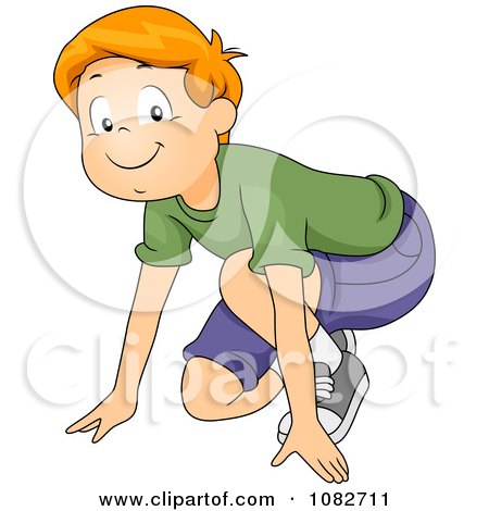 Clipart Boy Prepared To Sprint - Royalty Free Vector Illustration by BNP Design Studio