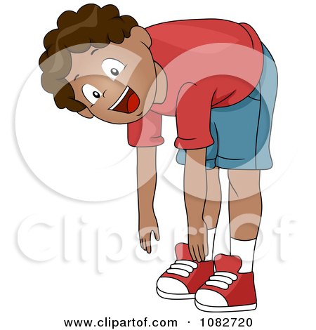 Clipart Black Boy Bending Over And Stretching - Royalty Free Vector Illustration by BNP Design Studio
