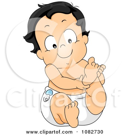 Clipart Baby Boy Playing With His Foot - Royalty Free Vector Illustration by BNP Design Studio