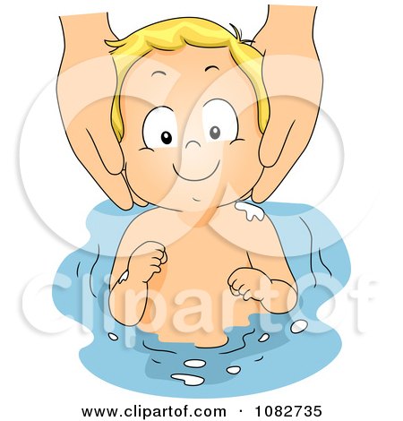Clipart Hands Washing A Babys Hair - Royalty Free Vector Illustration by BNP Design Studio