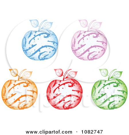 Clipart Colorful Sparkly Swirl Apples - Royalty Free Vector Illustration by Andrei Marincas