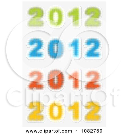 Clipart Colorful Blurry 2012 New Year Icons - Royalty Free Vector Illustration by Andrei Marincas