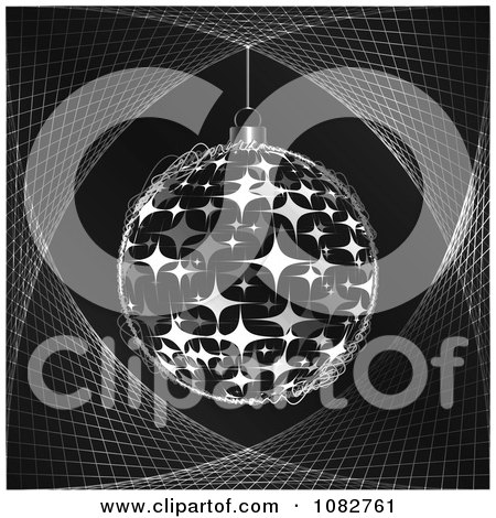 Clipart Grayscale Sparkling Christmas Bauble Background - Royalty Free Vector Illustration by Andrei Marincas