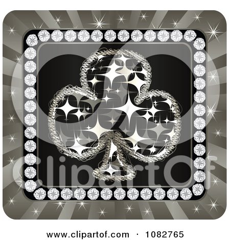 Clipart Club Playing Card Suit With Diamonds And Rays - Royalty Free Vector Illustration by Andrei Marincas