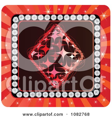 Clipart Diamond Playing Card Suit With Diamonds And Rays - Royalty Free Vector Illustration by Andrei Marincas