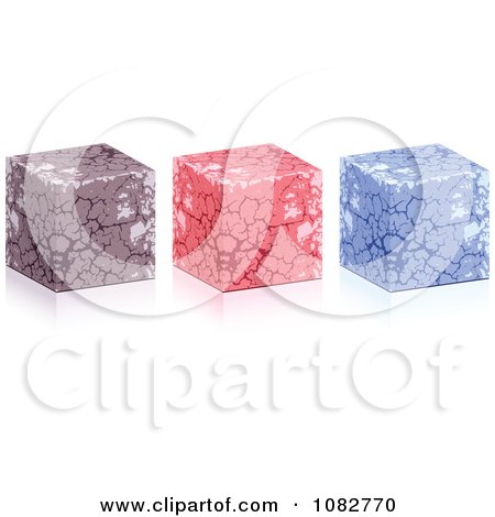 Clipart 3d Purple Pink And Blue Stone Boxes - Royalty Free Vector Illustration by Andrei Marincas