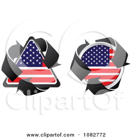 Clipart Triangle And Round American Flag Recycle Icons - Royalty Free Vector Illustration by Andrei Marincas