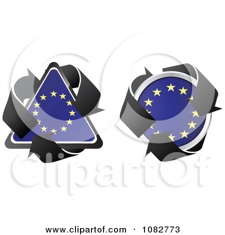 Clipart Triangle And Round European Flag Recycle Icons - Royalty Free Vector Illustration by Andrei Marincas