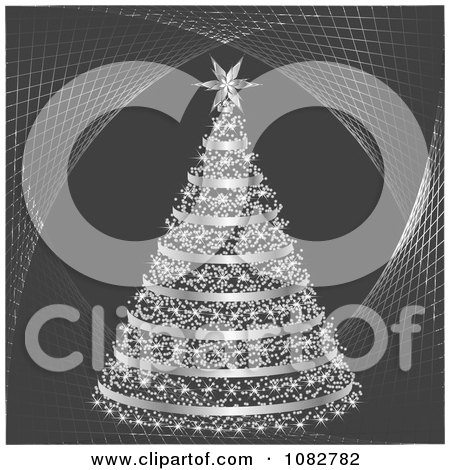 Clipart Silver Christmas Tree Background - Royalty Free Vector Illustration by Andrei Marincas
