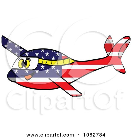 Clipart Happy American Flag Plane - Royalty Free Vector Illustration by Andrei Marincas