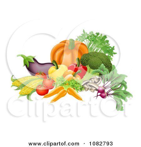 Clipart 3d Vegetables Arranged Together - Royalty Free Vector Illustration by AtStockIllustration