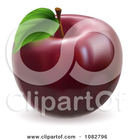 Clipart 3d Dark Red Delicious Apple - Royalty Free Vector Illustration by AtStockIllustration