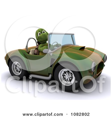 Clipart 3d Tortoise Driving A Convertible Car - Royalty Free CGI Illustration by KJ Pargeter
