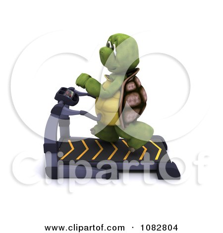 Clipart 3d Tortoise Running On A Treadmill - Royalty Free CGI Illustration by KJ Pargeter