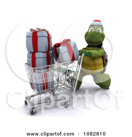 Clipart 3d Christmas Tortoise Shopping For Gifts - Royalty Free CGI Illustration by KJ Pargeter