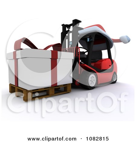Clipart 3d Forklift Moving A Huge Christmas Present - Royalty Free CGI Illustration by KJ Pargeter