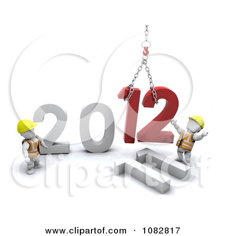 Clipart 3d White Characters Constructing 2012 - Royalty Free CGI Illustration by KJ Pargeter