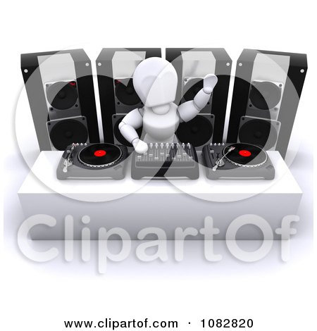 Clipart 3d White Character Dj Waving - Royalty Free CGI Illustration by KJ Pargeter