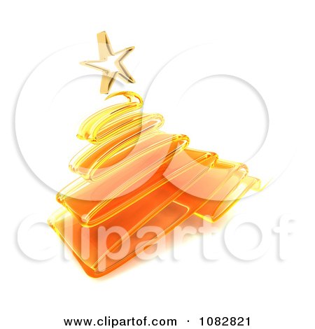 Clipart 3d Orange Scribble Glass Christmas Tree - Royalty Free CGI Illustration by KJ Pargeter