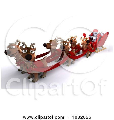 Clipart 3d Santa Robot With Reindeer And A Sleigh - Royalty Free CGI Illustration by KJ Pargeter