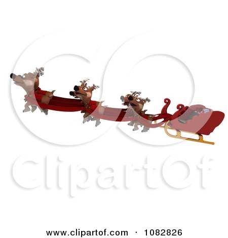 Clipart 3d Reindeer With A Sleigh - Royalty Free CGI Illustration by KJ Pargeter