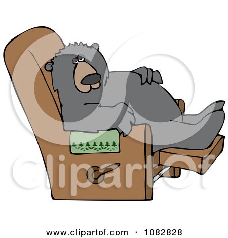 Clipart Lazy Bear Relaxing In A Recliner Chair - Royalty Free Vector Illustration by djart
