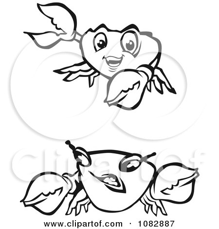 Clipart Black And White Presenting And Angry Crabs - Royalty Free Vector Illustration by Vector Tradition SM