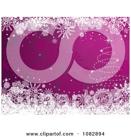 Clipart Purple Christmas Tree Background With Snowflakes - Royalty Free Vector Illustration by Vector Tradition SM
