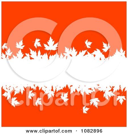 Clipart White Autumn Leaves Spanning An Orange Red Background - Royalty Free Vector Illustration by Vector Tradition SM