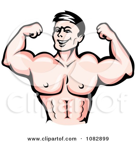 Clipart Strong Man Flexing His Upper Body - Royalty Free Vector Illustration by Vector Tradition SM