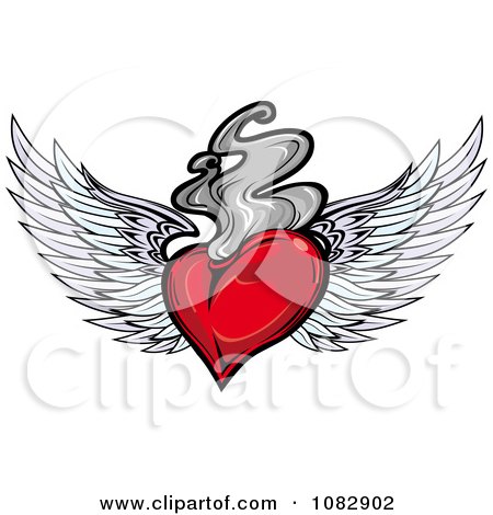 Clipart Red Winged Heart Smoke Or Gray Flames - Royalty Free Vector Illustration by Vector Tradition SM