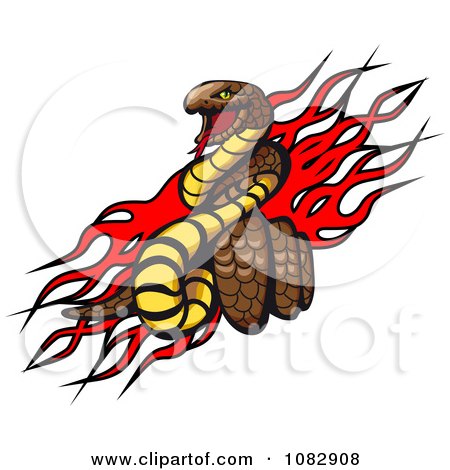 Clipart Dangerous Snake Over Red Flames - Royalty Free Vector Illustration by Vector Tradition SM